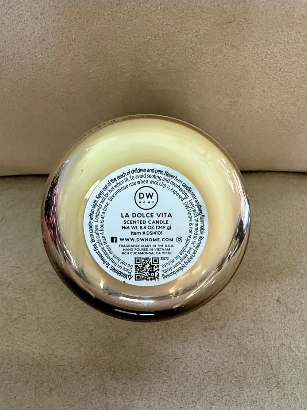 DW Home La Dolce Vita Scented Candle - Cream with Blue Accents